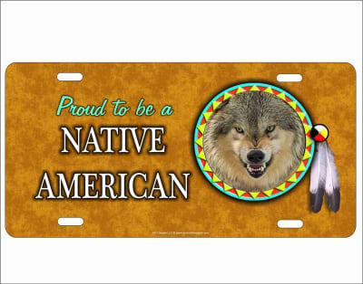 novelty license plate Proud to be a Native American wolf Spirit Custom License Plates, Personalized License Plates, Decorative License Plates, Front License Plates, Car Tags, airbrush
