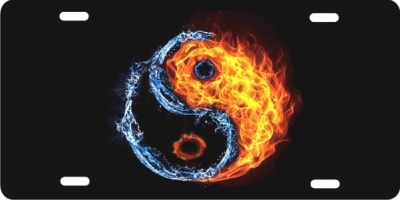 Yin Yang Fire and Water personalized novelty license plate Custom License Plates, Personalized License Plates, Decorative License Plates, Front License Plates, Car Tags, airbrush