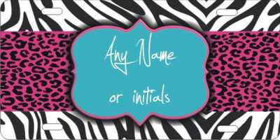 zebra cheetah Pattern personalized plate Custom License Plates, Personalized License Plates, Decorative License Plates, Front License Plates, Car Tags, airbrush