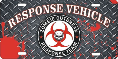 Zombie Outbreak Response Team Vehicle novelty front license plates, Personalized License Plates, Decorative License Plates, Front License Plates, Car Tags, airbrush