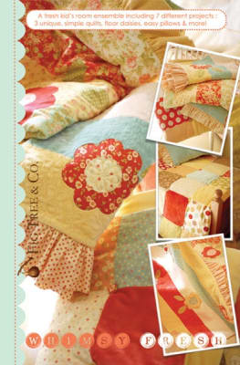 A fresh kid's room ensemble including 6 different project, simple quits, duvet cover and floor daisies