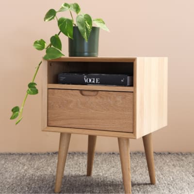 Wood Nightstand With Drawer