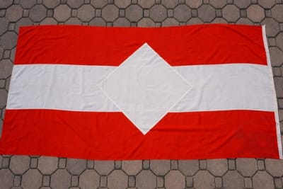 Original Third Reich Hitler Youth (Hitlerjugend) Double-Sided Banner / Flag with RZM Tag