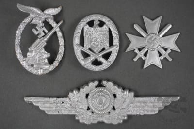 Original German WWII "Ground Dug" Luftwaffe Badges & Insignia Grouping (Lot of 4)