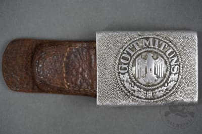 Original Pre-WWII Heer Aluminum Belt Buckle With Leather Tab