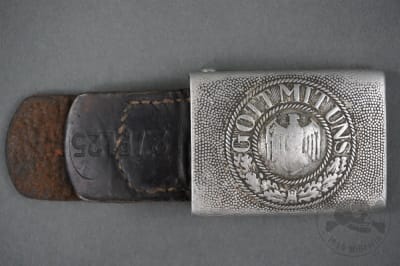 Original Pre-WWII Heer Aluminum Belt Buckle With Pioneer Marked Leather Tab