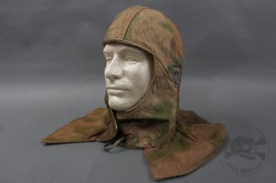 Original German WWII Tan & Water Camouflaged/Reversible To White Winter Head Toque (Kopfhaube)