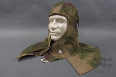 Original German WWII Reversible Tan & Water Camouflage Winter Head Toque Kopfhaube RB Numbered Size 2