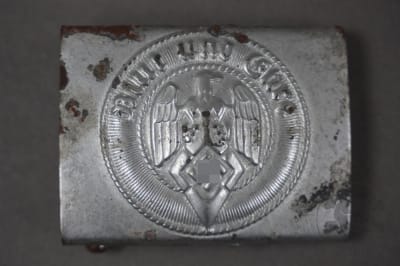 Original German WWII HJ Steel Belt Buckle RZM M4/39 By Assmann With Crank Catch
