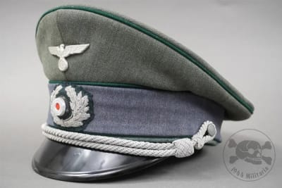 Original German WWII Heer Officer's SonderfÃ¼hrer Visor Cap Size 58