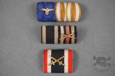 Original German Post-WWI & WWII Ribbon Bar Lot of Three