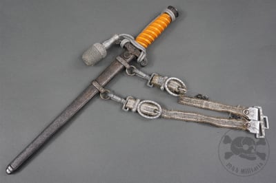 Original German WWII Heer Officer's Dagger (Unmarked) With Hanger & Portepee
