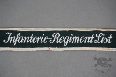 Unissued Original German WWII EM/NCOâ€™s â€œInfanterie-Regiment Listâ€ Cufftitle