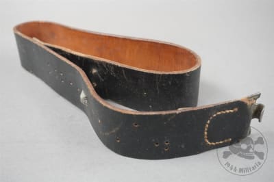 Original German WWII Late War Black Leather Combat Belt RB Numbered (Damaged)