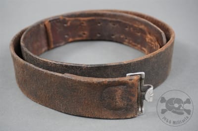 Original German Pre-WWII Black Leather Belt Size 90 Dated 1937 (Luftwaffe Unit Marked)