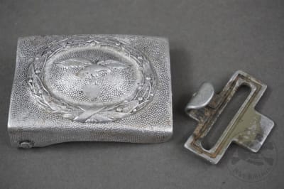 Original German WWII Luftwaffe Aluminum Belt Buckle (Unmarked) With Belt Hook
