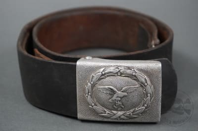 Original German WWII EM/NCO Leather Belt 95cm With Luftwaffe Aluminum Buckle By Franz Reichenaeur