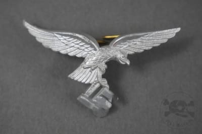 Original German WWII Aluminum 1st Model Luftwaffe Visor Cap Eagle