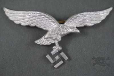 Original German WWII Aluminum 2nd Model Luftwaffe Visor Cap Eagle