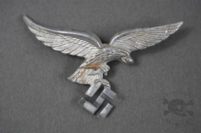 Original German WWII Aluminum 1st Model Luftwaffe Visor Cap Eagle