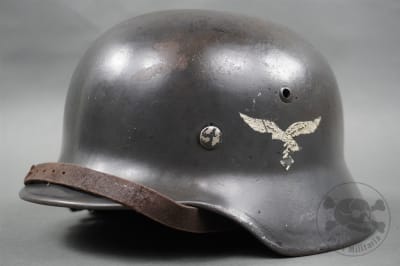 Original German WWII M35 Luftwaffe Ex-Double Decal Helmet EF64
