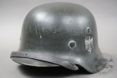 Original German WWII M35 Reissued Heer Single Decal Helmet NS64