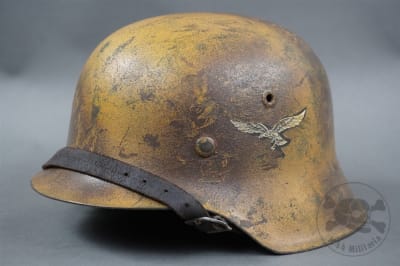 Original German WWII Refurbished M42 Single Decal Luftwaffe Two Tone Camouflaged Helmet ckl 64