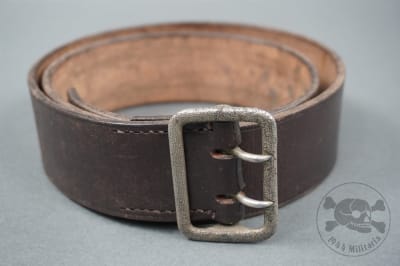 Original German Pre-WWII Political Leaderâ€™s Brown Leather Belt With Open Claw Buckle RZM Marked 100 cm