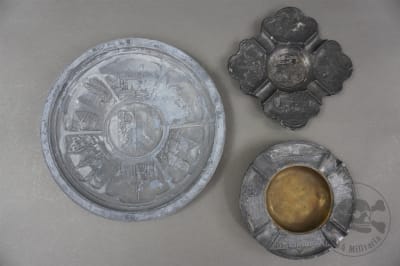 Original Third Reich NÃ¼rnberg Rally Themed Pewter Plate And Ashtrays