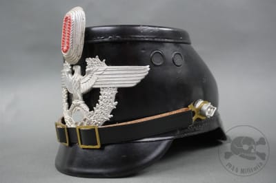 Original German WWII Police Black Vulcanfibre Shako Size 58