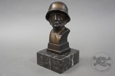 Original WWII Bust Of German Soldier With Helmet (Desktop Size)