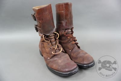 Original US WWII Brown Leather Double Buckle Boots Size 9.5B