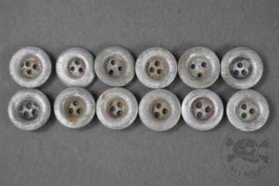 Original German WWII Aluminum Ground Dug 3-Hole Dish Buttons for Zeltbahns & Equipment