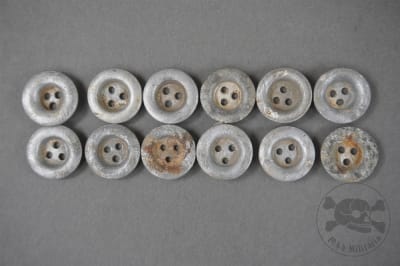 Original German WWII Aluminum Ground Dug 3-Hole Dish Buttons for Zeltbahns & Equipment