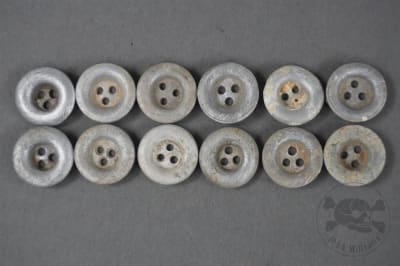 Original German WWII Aluminum Ground Dug 3-Hole Dish Buttons for Zeltbahns & Equipment
