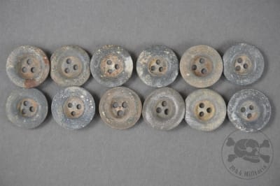 Original German WWII Zinc Ground Dug 3-Hole Dish Buttons for Zeltbahns & Equipment