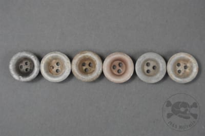 Original German WWII Aluminum Ground Dug 3-Hole Dish Buttons for Zeltbahns & Equipment Set of 6