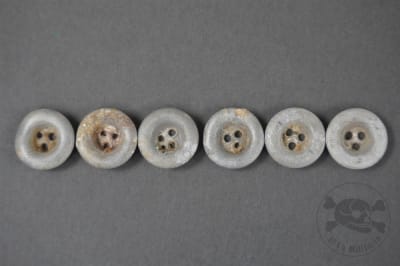 Original German WWII Aluminum Ground Dug 3-Hole Dish Buttons for Zeltbahns & Equipment Set of 6