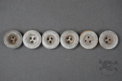 Original German WWII Aluminum Ground Dug 3-Hole Dish Buttons for Zeltbahns & Equipment Set of 6