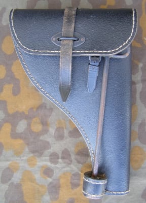 Reproduction German WWII Black Presstoff Flare Pistol Holster With Cleaning Rod