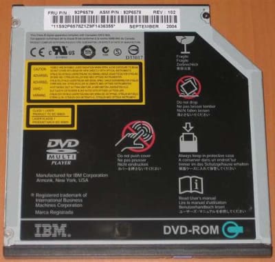 IBM - 8X ULTRABAY SLIMLINE DVD-ROM DRIVE FOR THINKPAD (92P6579). REFURBISHED. IN STOCK.