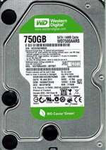 WESTERN DIGITAL WD7500AARS CAVIAR GREEN 750GB SATA-II 64MB BUFFER 7PIN 3.5INCH HARD DRIVE. REFURBISHED. IN STOCK.