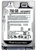 WESTERN DIGITAL WD7500BPKT SCORPIO BLACK 750GB 7200RPM SATA-II 16MB BUFFER 2.5INCH INTERNAL HARD DISK DRIVE WITH SHOCK GUARD. REFURBISHED. IN STOCK.