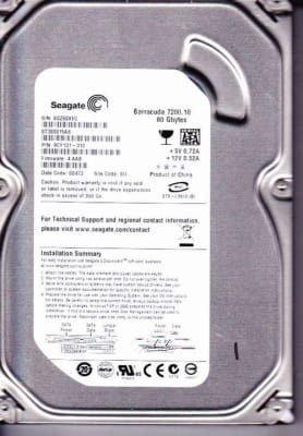 SEAGATE ST380815AS BARRACUDA 80GB 7200 RPM SERIAL ATA-300 (SATA-II) 7-PIN 3.5INCH FORM FACTOR 8MB BUFFER HARD DISK DRIVE. REFURBISHED. IN STOCK.