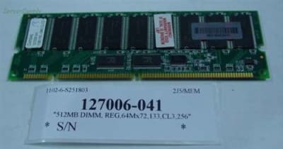 HP 127006-041 512MB 133MHZ PC133 CL3 ECC REGISTERED SDRAM DIMM GENUINE HP MEMORY FOR HP PROLIANT SERVER DL380 DL360 DL320 ML330 ML370. BULK. IN STOCK.