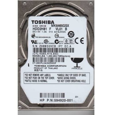 TOSHIBA HDD2H81 640GB 5400RPM 8MB BUFFER SATA-300 2.5INCH NOTEBOOK DRIVE. REFURBISHED. IN STOCK.