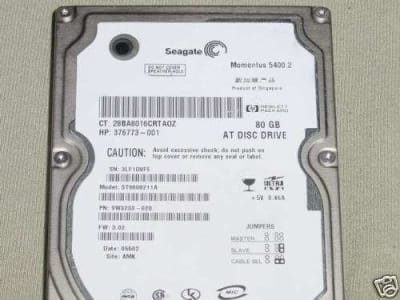 SEAGATE - 80GB 5400 RPM EIDE NOTEBOOK HARD DISK DRIVE. 8MB BUFFER DMA/ATA100(ULTRA) 2.5 INCH ULTRA SLIM LINE (ST9808211A). REFURBISHED. IN STOCK.