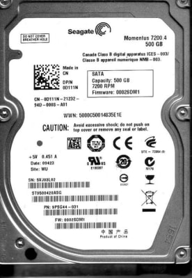 SEAGATE ST9500420ASG MOMENTUS 500GB 7200 RPM SATA-II 16MB BUFFER 2.5INCH FORM FACTOR INTERNAL HARD DISK DRIVE. REFURBISHED. IN STOCK.