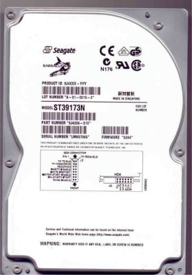 SEAGATE ST39173N BARRACUDA 9.1GB 7200 RPM ULTRA 50 PIN FAST SCSI 3.5 INCH LOW PROFILE (1.0 INCH) INTERNAL HARD DISK DRIVE. REFURBISHED. IN STOCK.