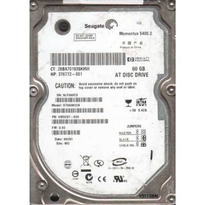 SEAGATE ST960822A MOMENTUS 60GB 5400 RPM IDE ULTRA ATA100 8MB BUFFER 2.5 INCH ULTRA SLIM LINE 9.5 MM HEIGHT NOTEBOOK HARD DISK DRIVE. REFURBISHED. IN STOCK.